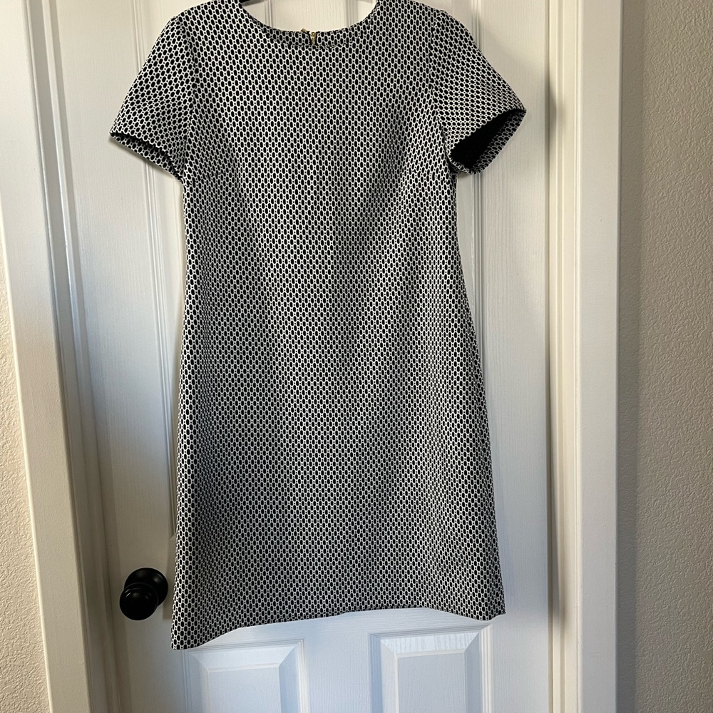 Calvin Klein Black and White Geometric Midi Dress